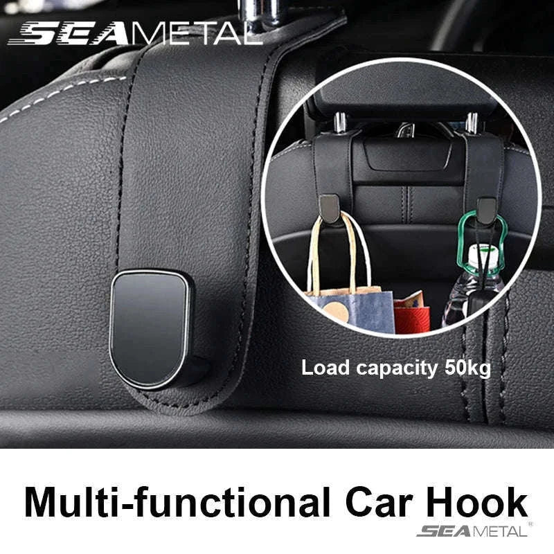 Hidden Car Back Seat Hook with Leather Cover-