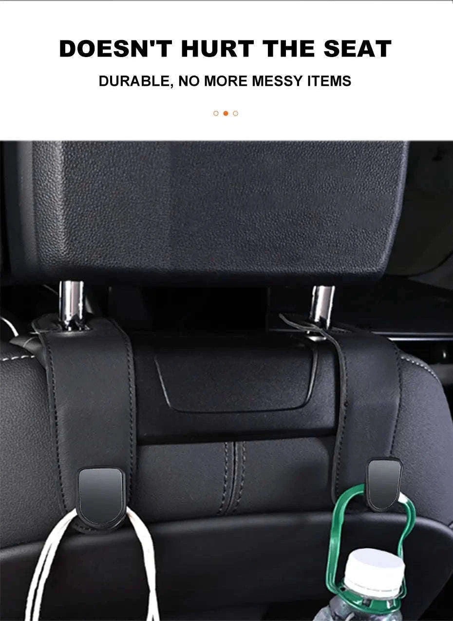 Hidden Car Back Seat Hook with Leather Cover-Beige 1pc