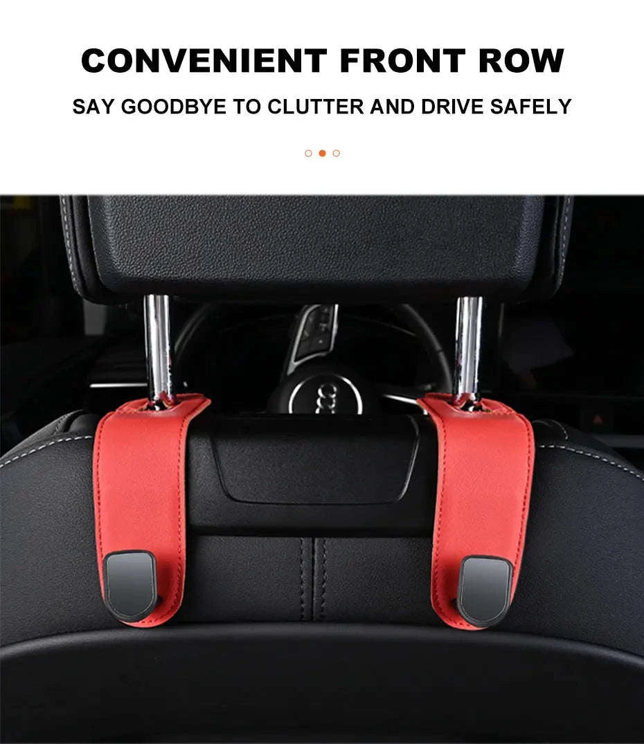 Hidden Car Back Seat Hook with Leather Cover-Beige 1pc
