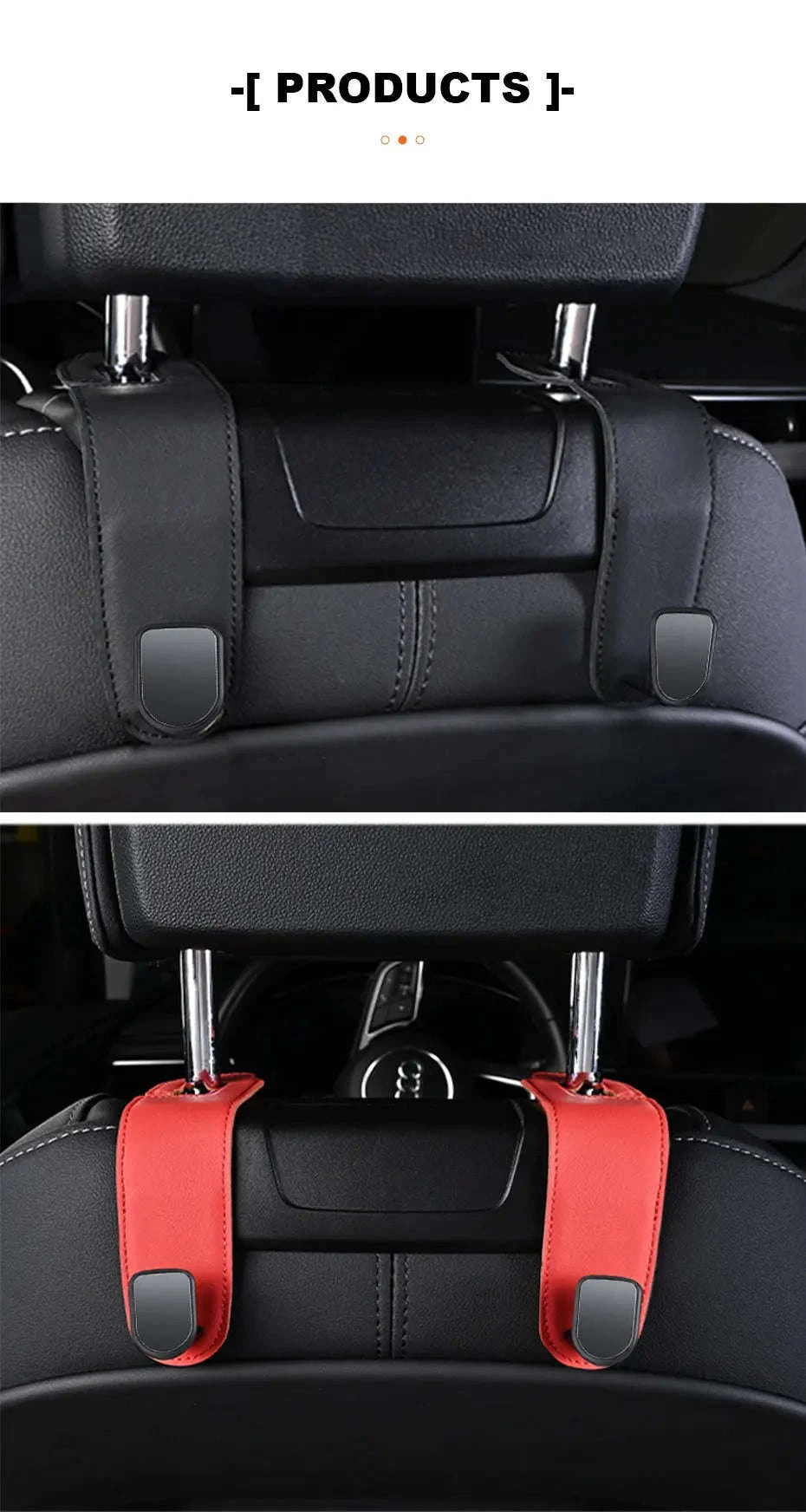 Hidden Car Back Seat Hook with Leather Cover-Beige 1pc