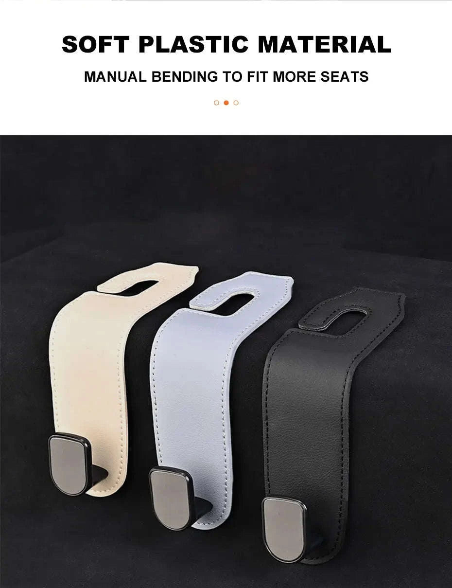 Hidden Car Back Seat Hook with Leather Cover-Beige 1pc