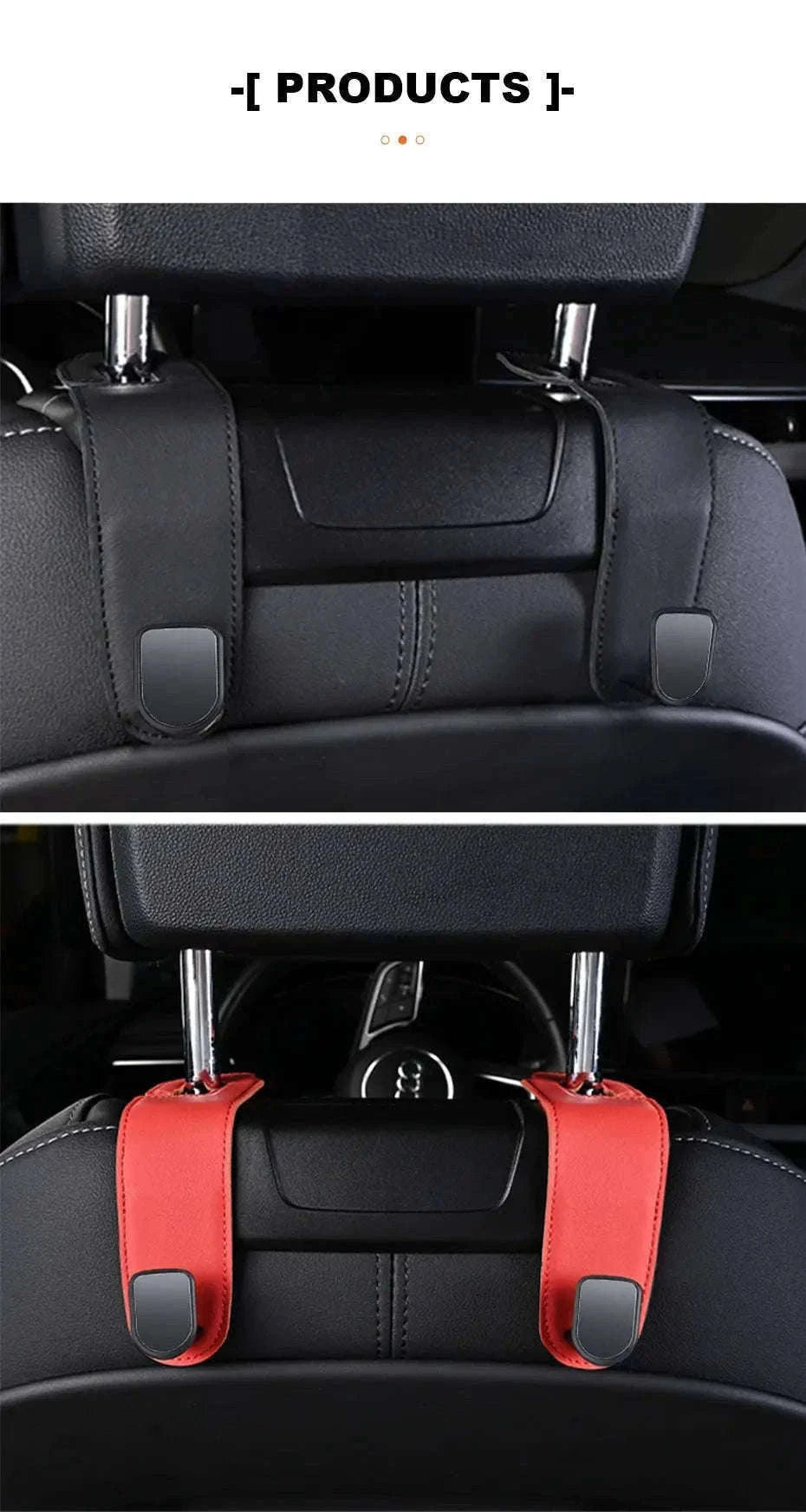 Hidden Car Back Seat Hook with Leather Cover-Beige 1pc