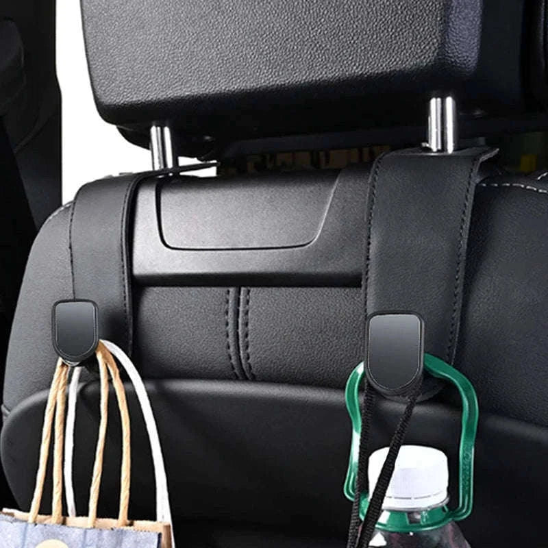 Hidden Car Back Seat Hook with Leather Cover-Beige 1pc