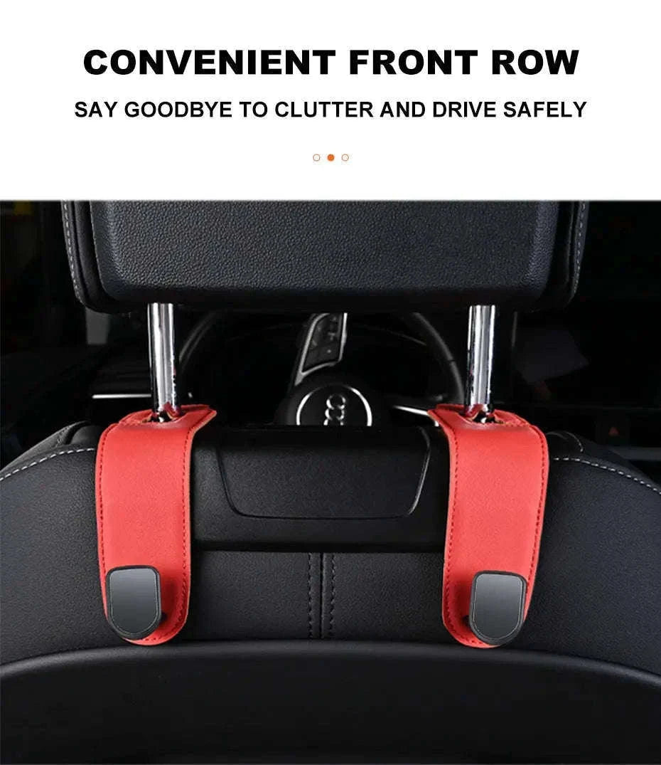 Hidden Car Back Seat Hook with Leather Cover-Beige 1pc