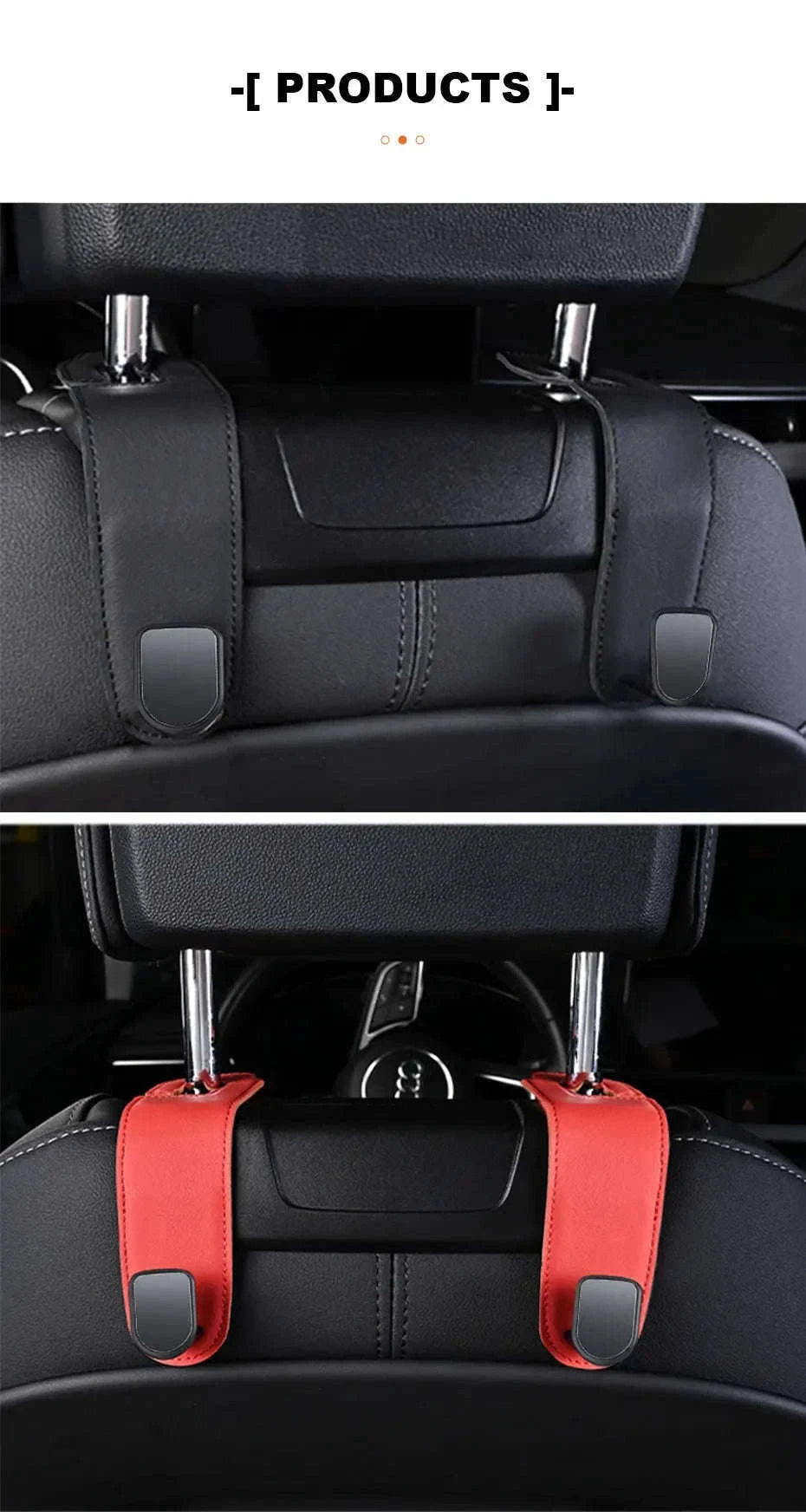 Hidden Car Back Seat Hook with Leather Cover-Beige 1pc