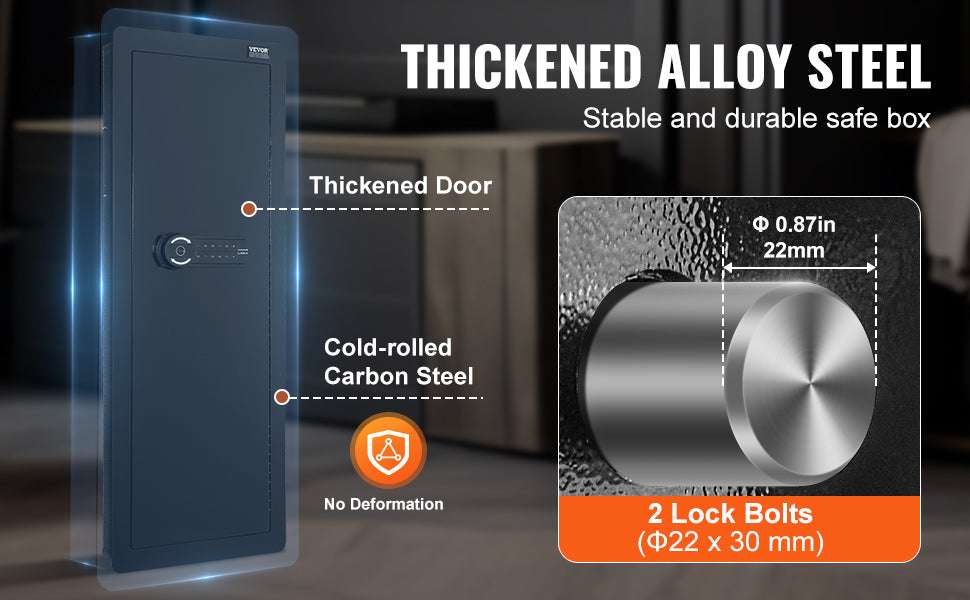 Hidden In-Wall Safe with Keypad Lock & Alarm, 3-Tier Steel Storage-1.3ft Fingerprint / United States