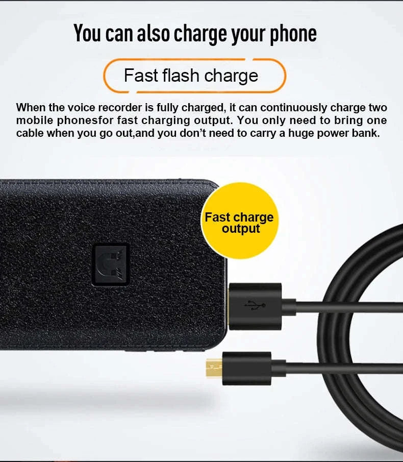Hidden Voice Recorder Power Bank with 5000mAh and Long Recording-black / 64 GB