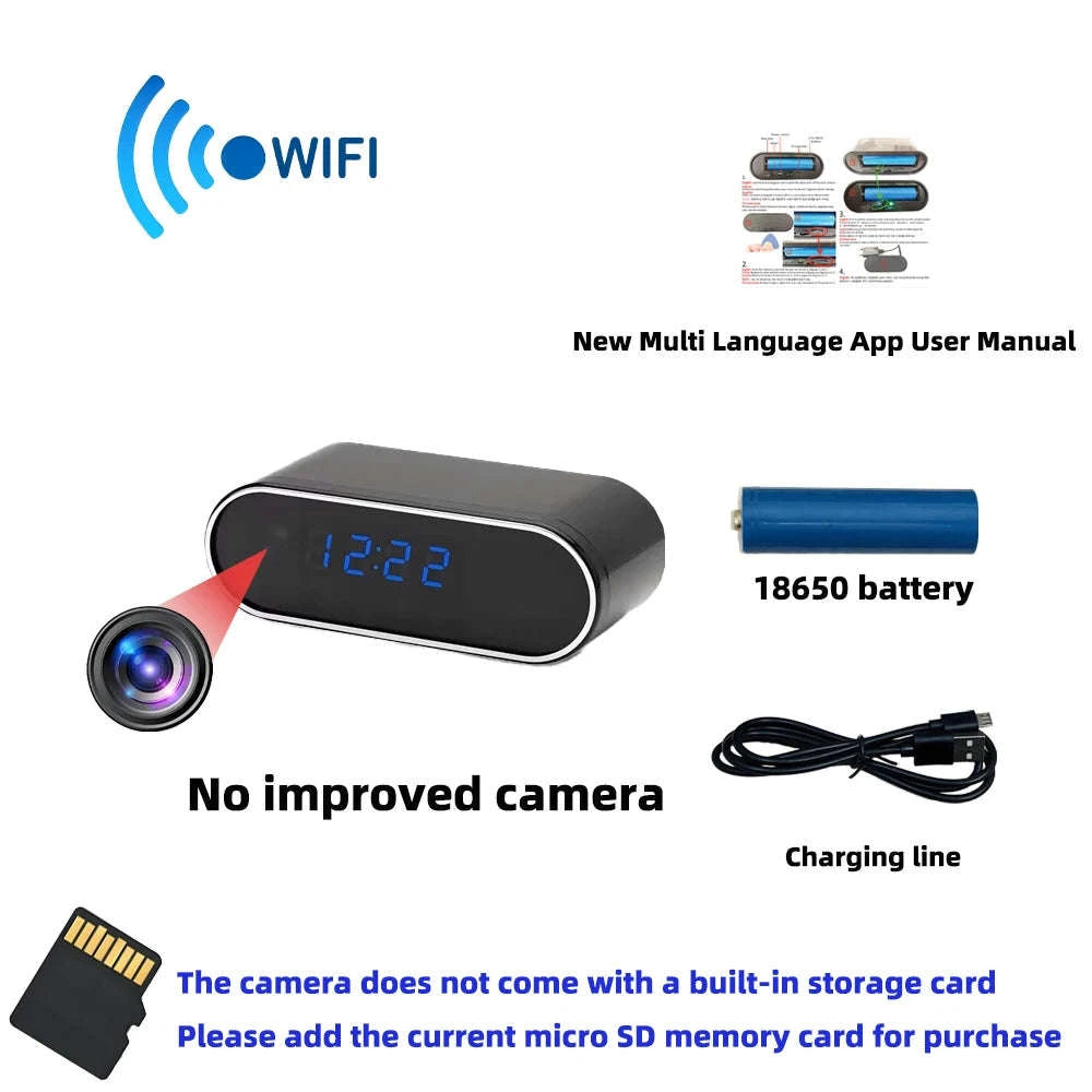 Hidden WiFi Clock Camera with Night Vision & Motion Detection-New camera / Add 32GB SD card / China Mainland