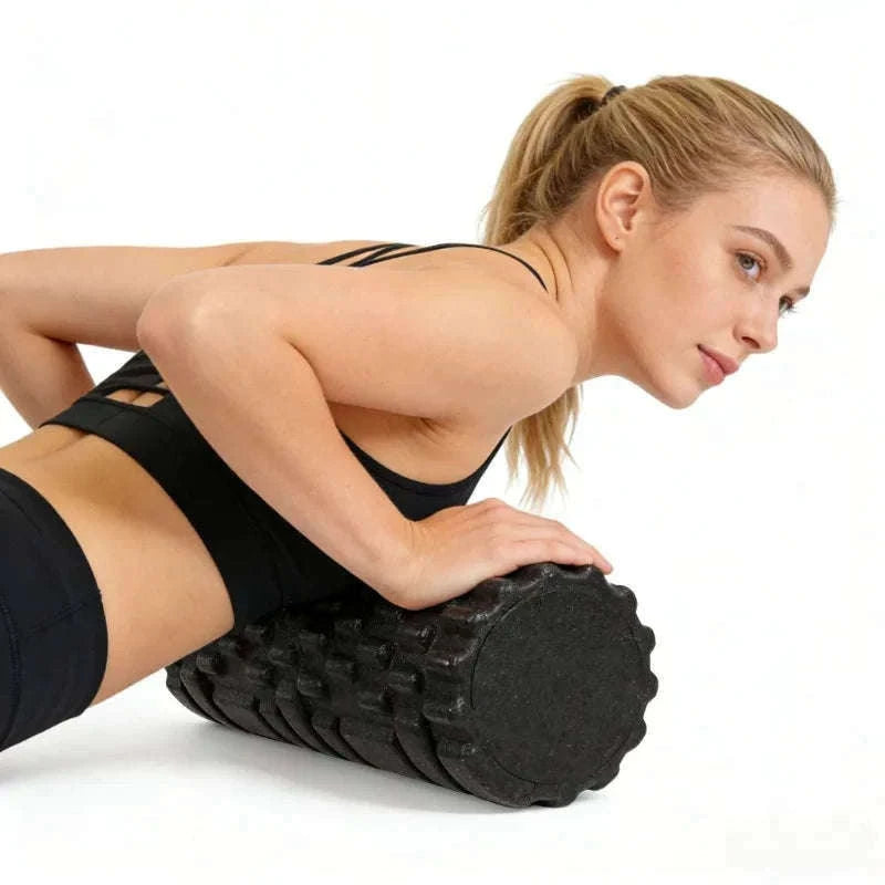 High-Density Foam Roller 33cm for Deep Muscle Relief & Recovery-Black (33x14cm)