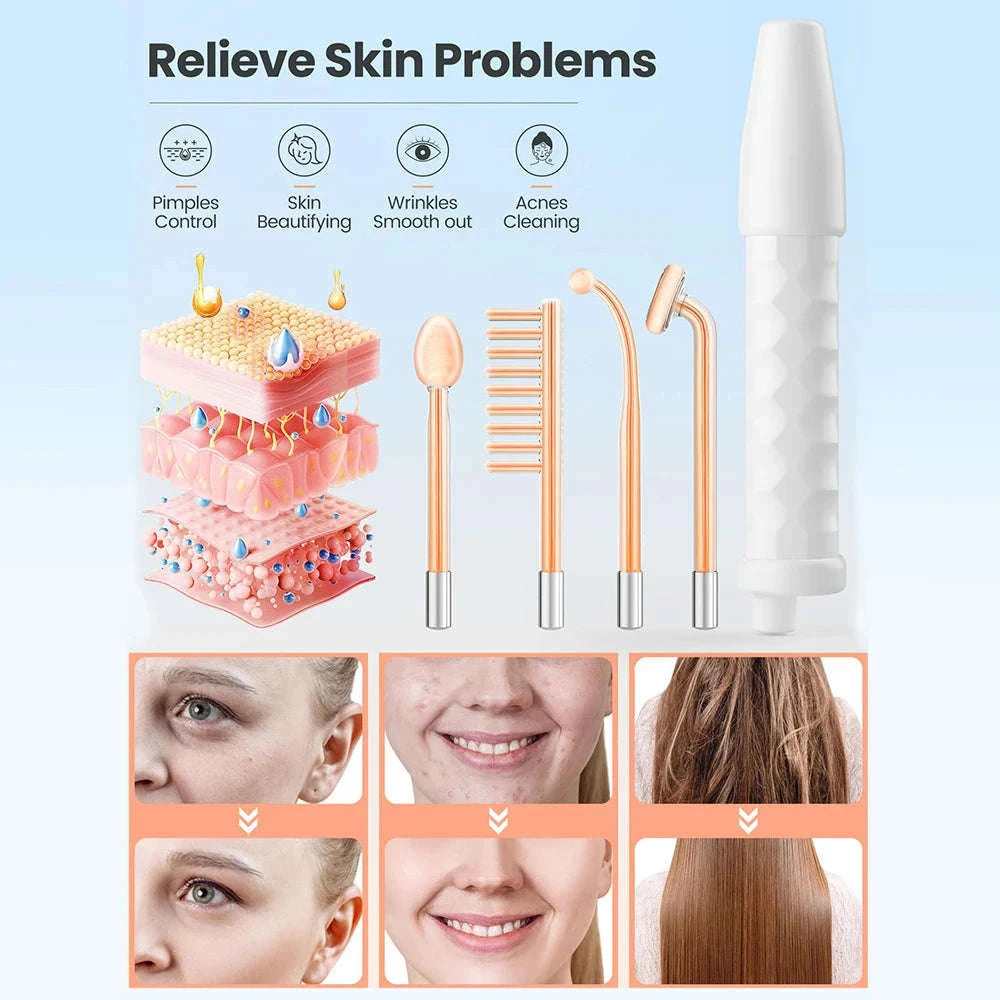 High Frequency Electrotherapy Facial Wand for Skin Rejuvenation-EU Plug