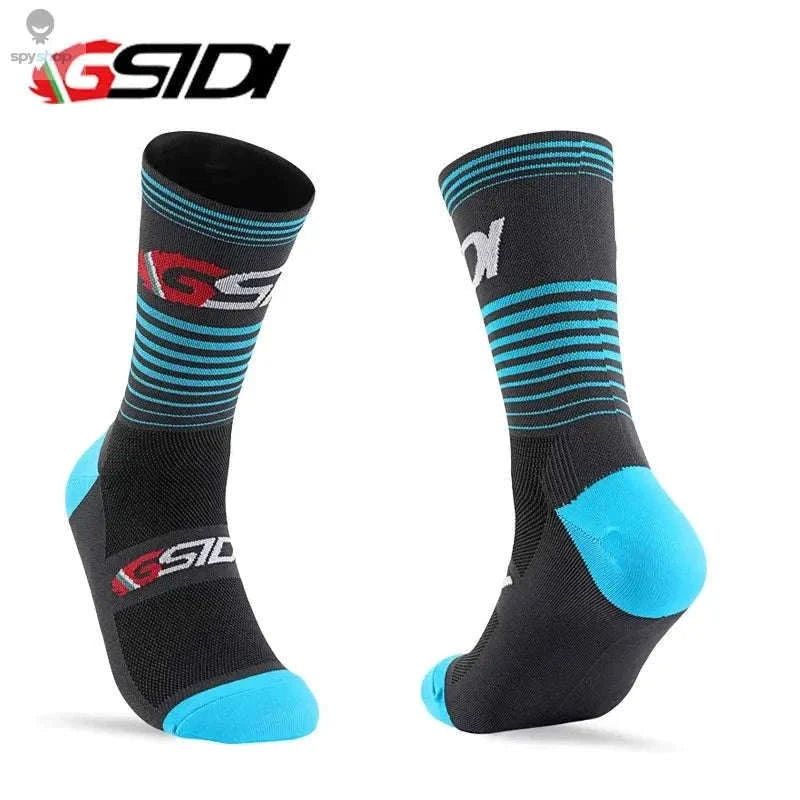High Performance Cycling Compression Socks for Support and Comfort-vertical dark blue