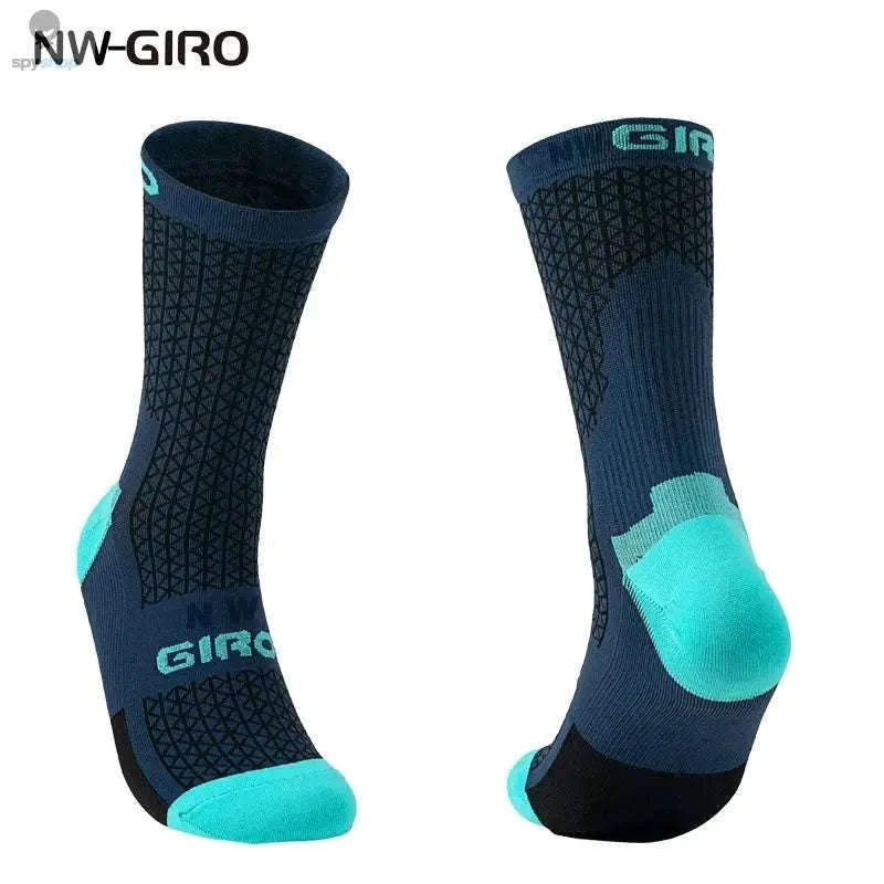 High Performance Cycling Compression Socks for Support and Comfort-vertical dark blue