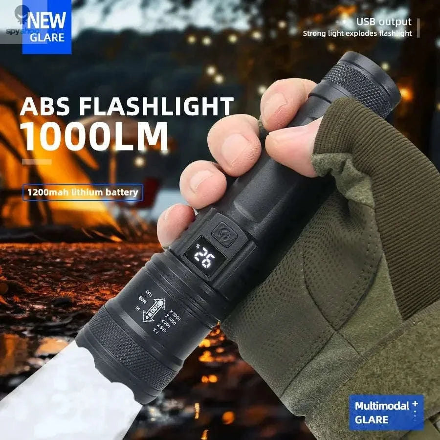 High Power LED Flashlight – 2000LM Rechargeable Zoom Torch for Outdoors & Emergencies-with EU Plug / black / ZOOM|Built in battery