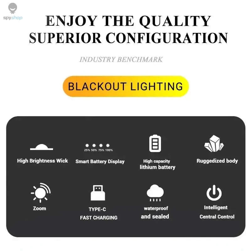 High Power LED Flashlight – 2000LM Rechargeable Zoom Torch for Outdoors & Emergencies-with EU Plug / black / ZOOM|Built in battery