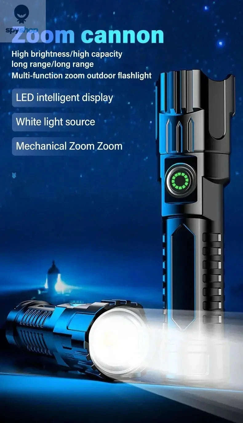 High Power LED Flashlight – Long-Range Beam, USB-C Rechargeable, Durable Build-P200 2PCS