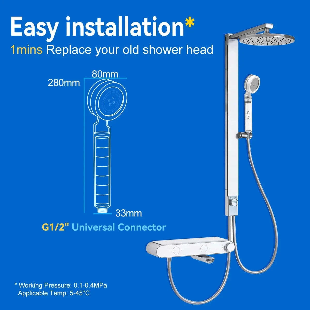 High Pressure Handheld Shower Head Water Filter-CS Shower Suit / China Mainland