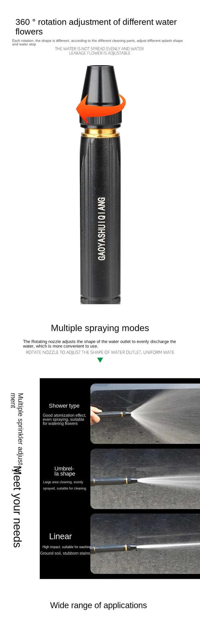 High-Pressure Water Gun for Car Washing and Home Cleaning-plastic body-Bset