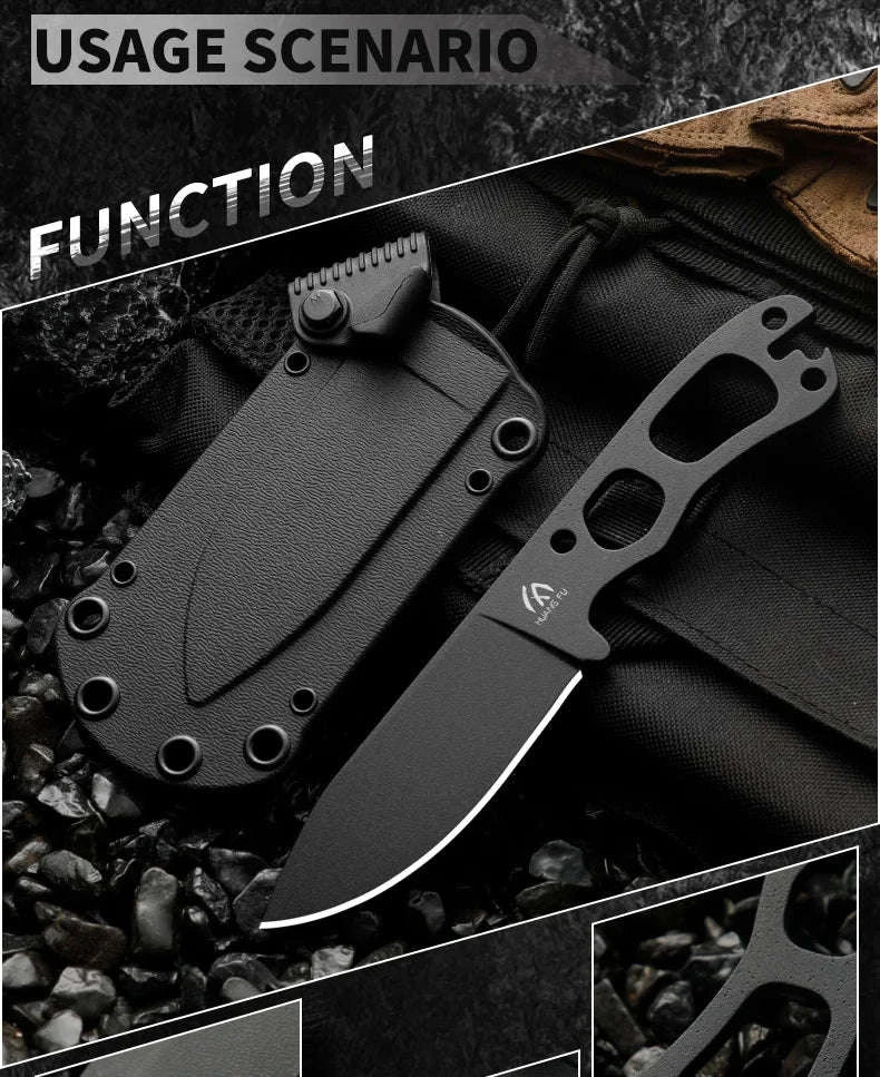 High Quality Multifunctional Outdoor Survival Knife-black / Italy