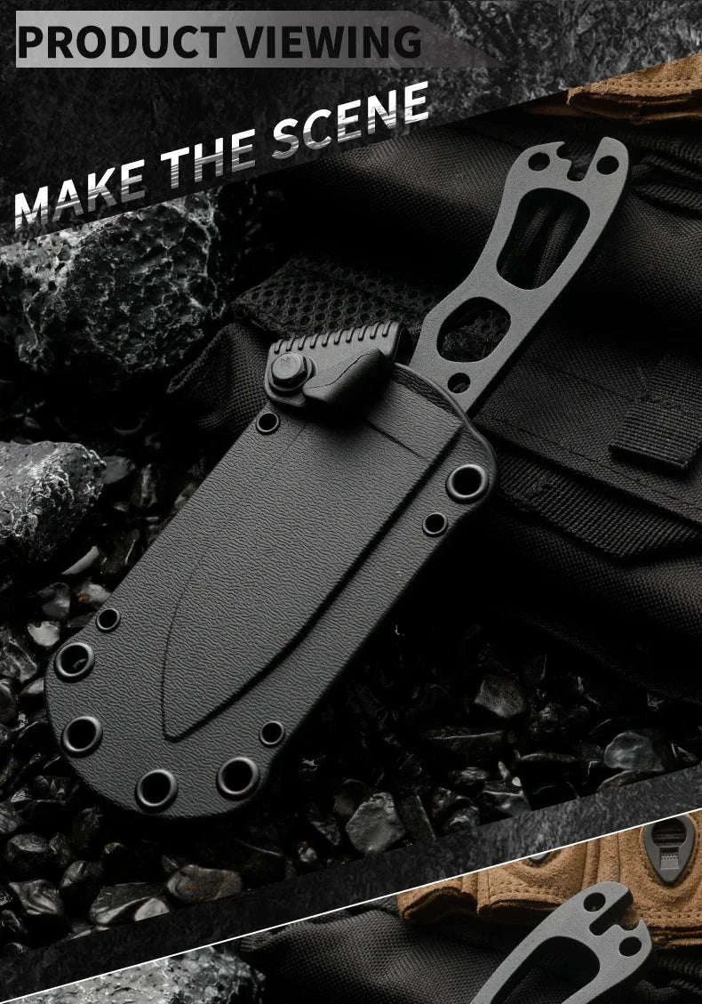 High Quality Multifunctional Outdoor Survival Knife-black / Italy