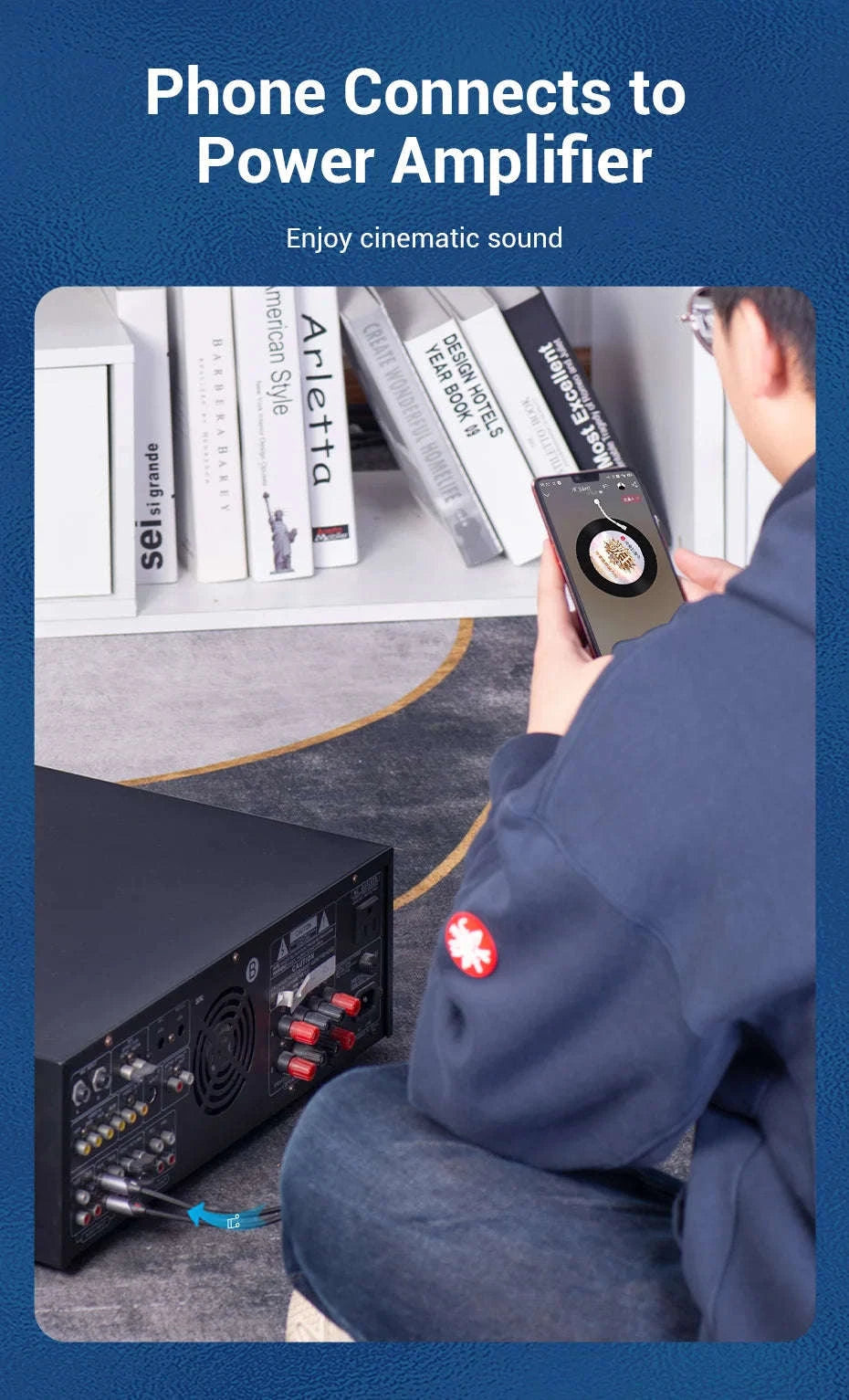 High‑Quality RCA Cable 3.5mm to 2RCA Audio Splitter-Alloy Shell-PVC / 5m / China Mainland