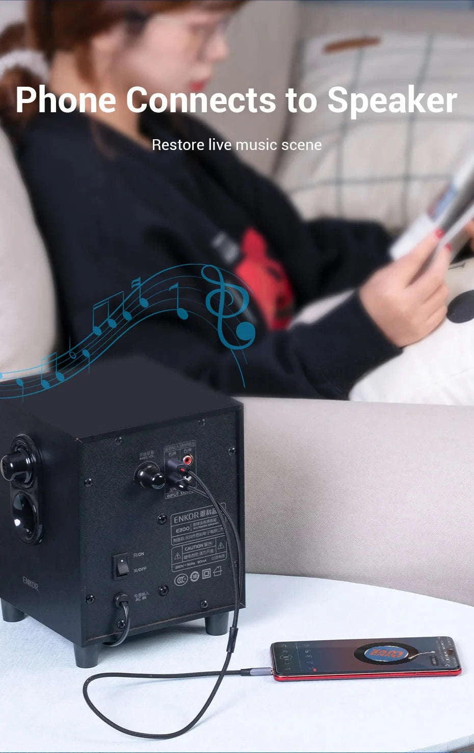 High‑Quality RCA Cable 3.5mm to 2RCA Audio Splitter-Alloy Shell-PVC / 5m / China Mainland