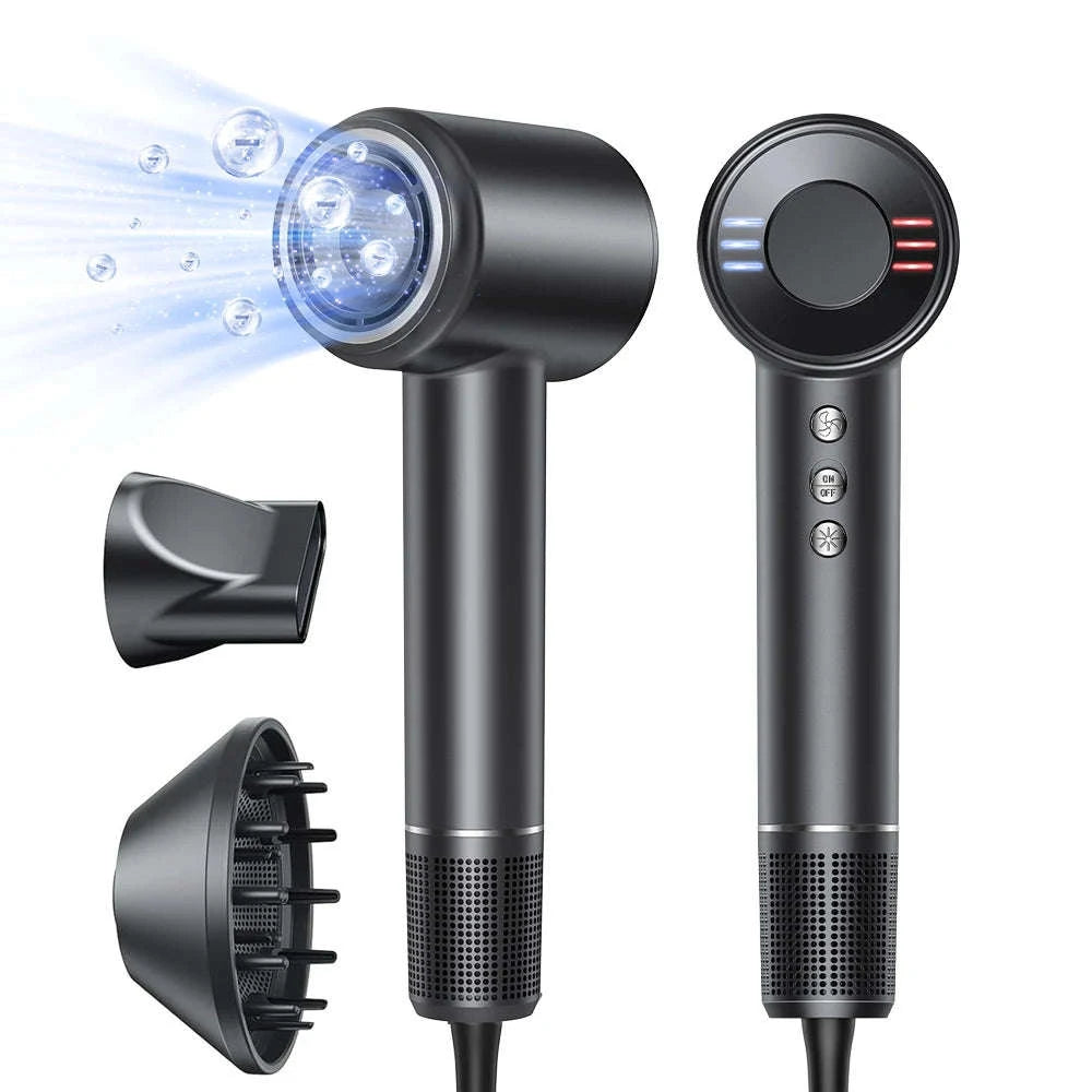 High-Speed Ionic Hair Dryer 120000RPM Low Noise Fast Dry-Black / United States