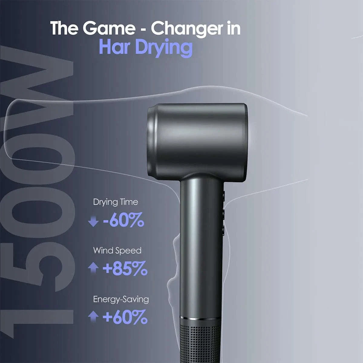 High-Speed Ionic Hair Dryer 120000RPM Low Noise Fast Dry-Black / United States