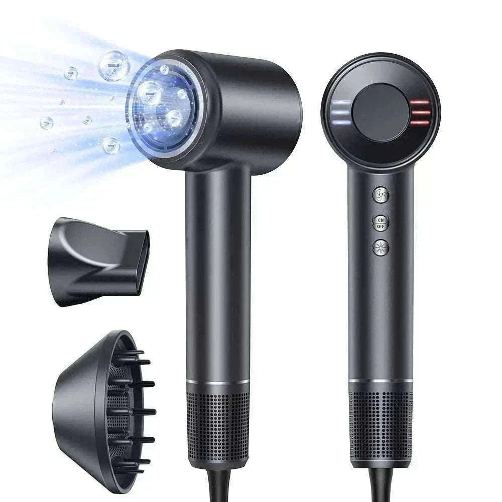 High-Speed Ionic Hair Dryer 120000RPM Low Noise Fast Dry-Black / United States
