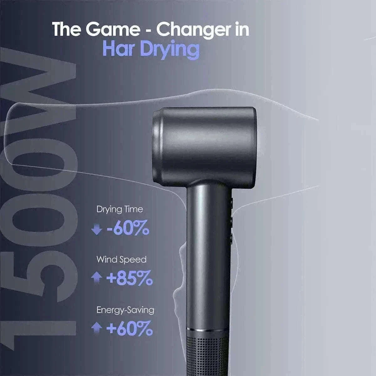 High-Speed Ionic Hair Dryer 120000RPM Low Noise Fast Dry-Black / United States