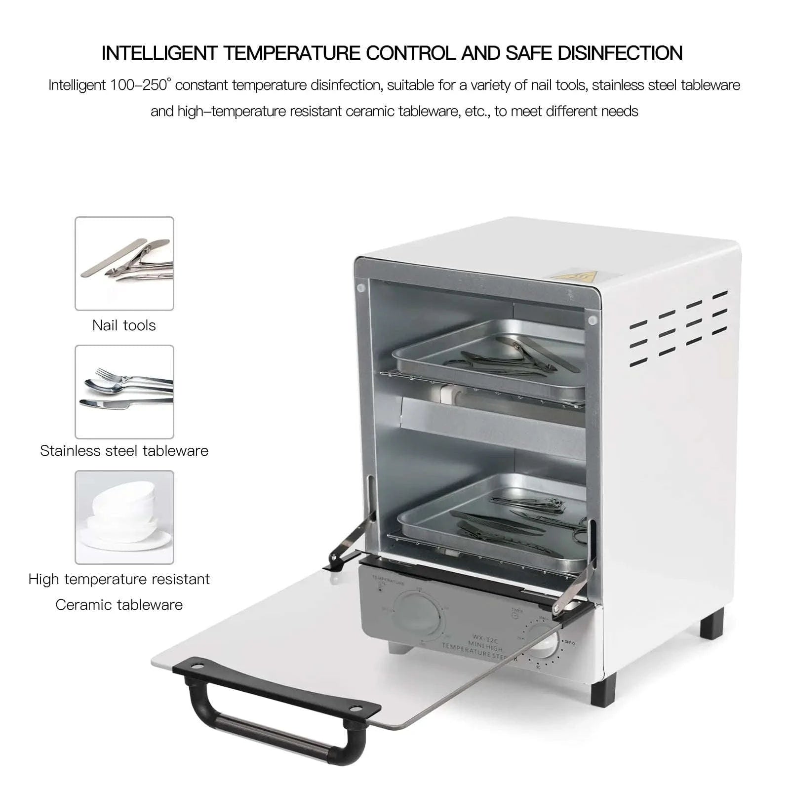 High Temperature Sterilizer 12L with Temperature Control Timer and 2 Trays-United States