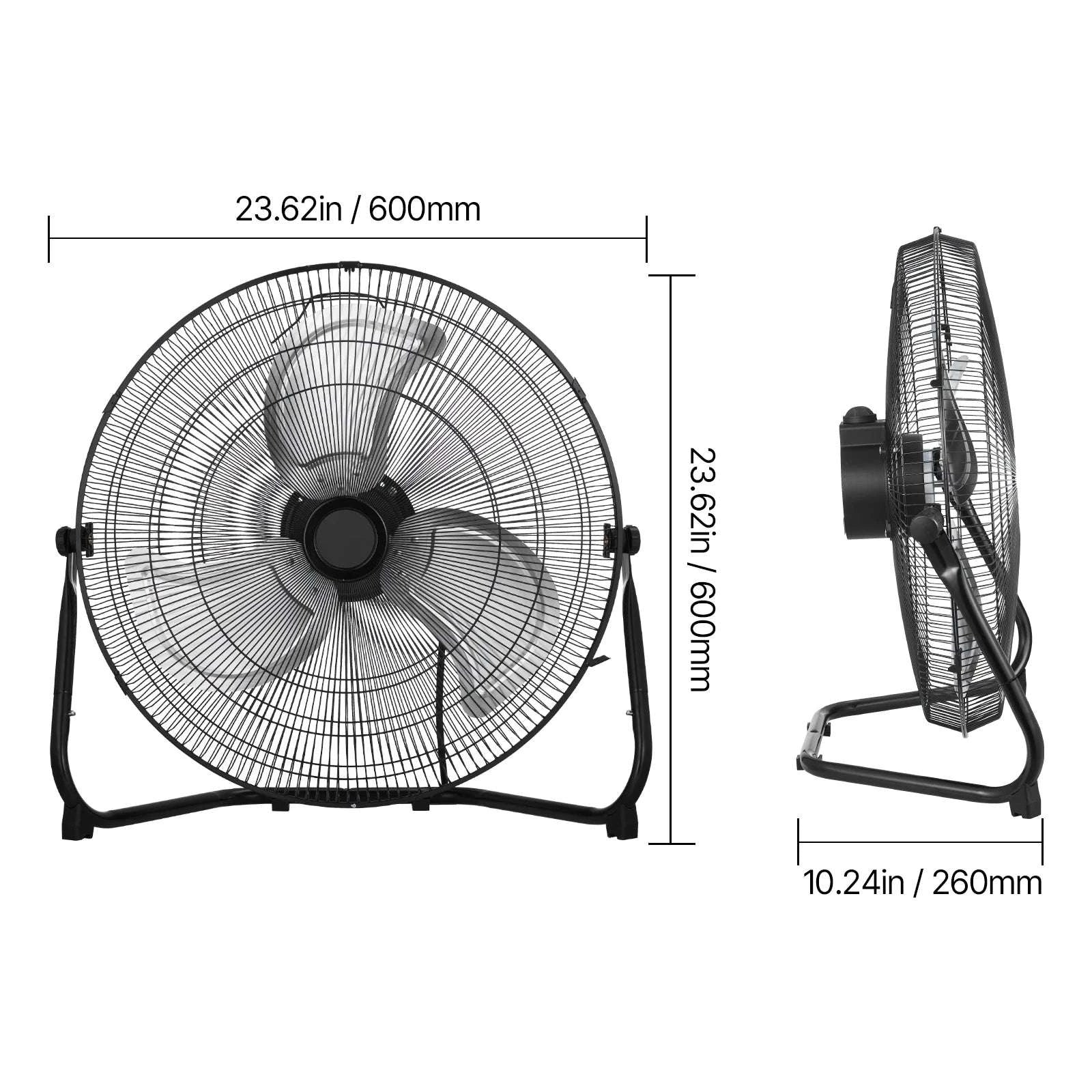 High Velocity Industrial Floor Fan 4800 CFM 3-Speed Tilt-18in 1pcs / United States