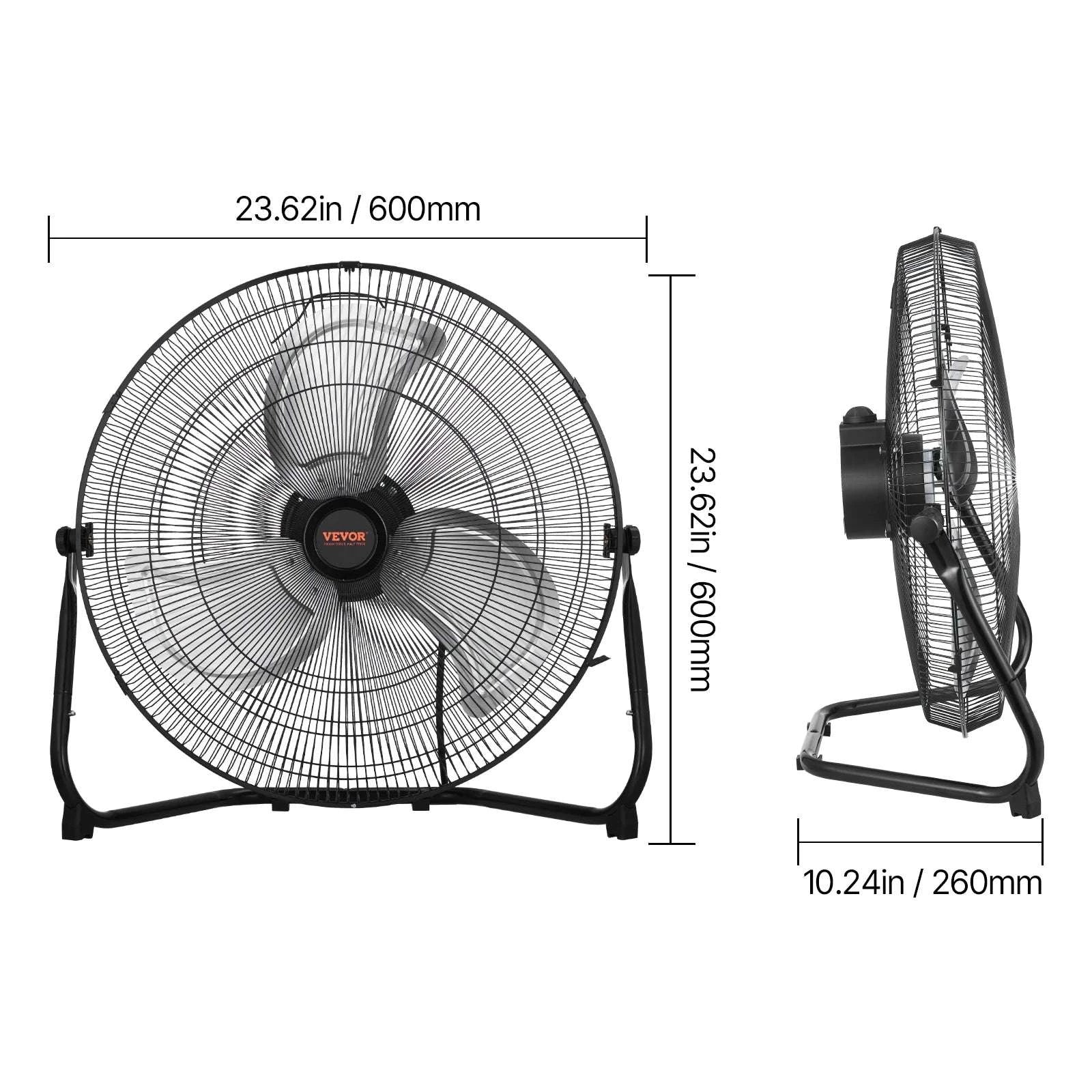 High Velocity Industrial Floor Fan 4800 CFM 3-Speed Tilt-18in 1pcs / United States