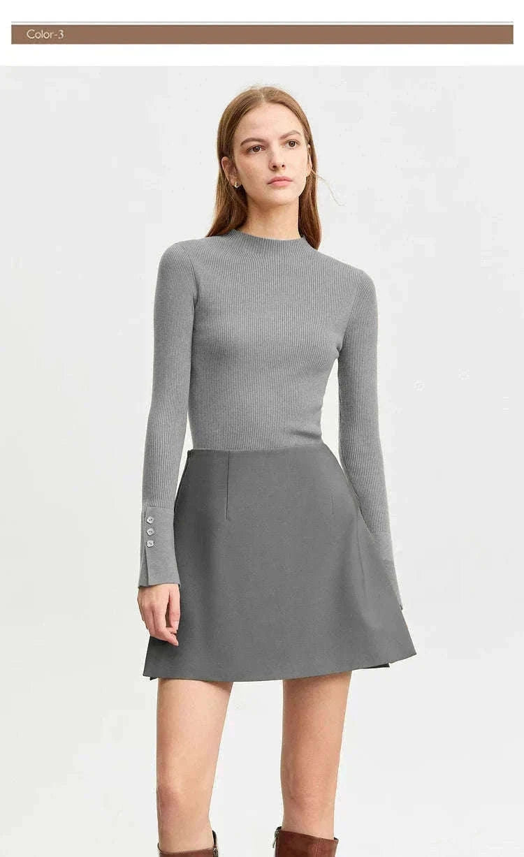 High Waist A-Line Skort for Women – Minimalist Casual Office Style-