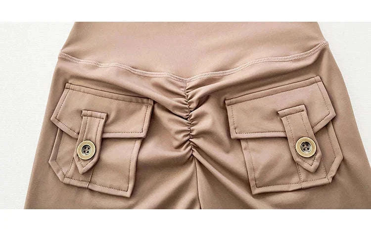 High Waist Flared Butt Lifting Yoga Leggings for Women-Cocoa color / L