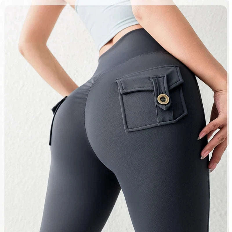 High Waist Flared Butt Lifting Yoga Leggings for Women-Cocoa color / L