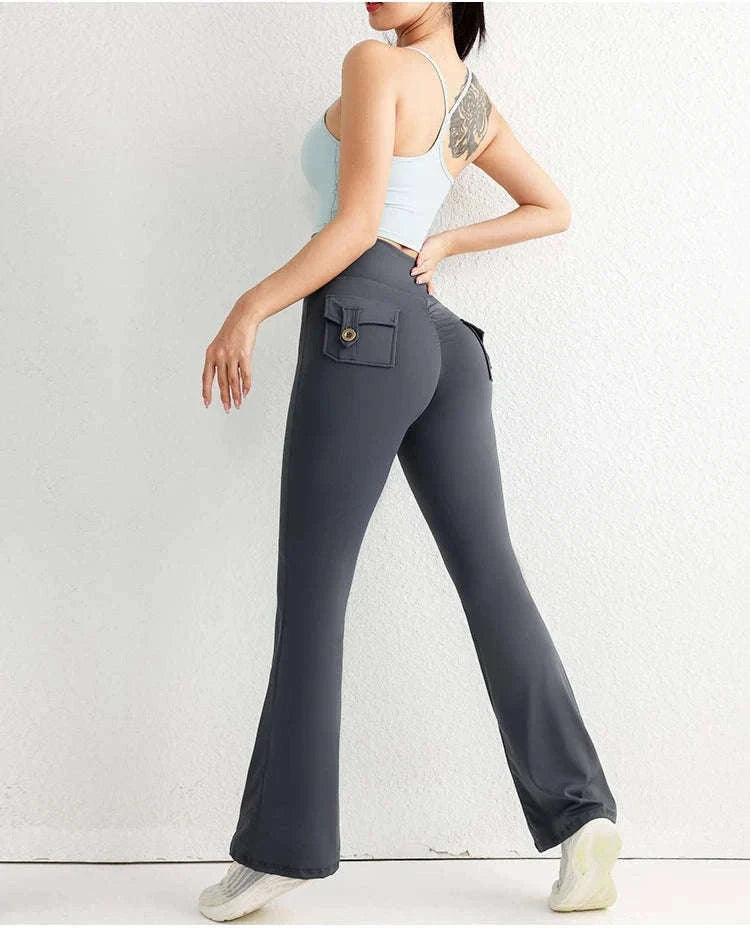High Waist Flared Butt Lifting Yoga Leggings for Women-Cocoa color / L