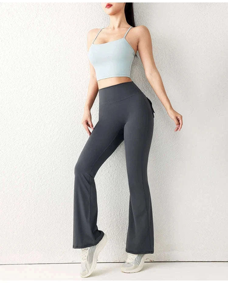 High Waist Flared Butt Lifting Yoga Leggings for Women-Cocoa color / L