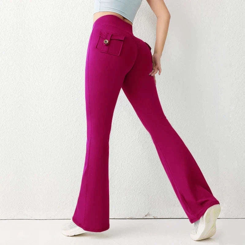 High Waist Flared Butt Lifting Yoga Leggings for Women-Cocoa color / L