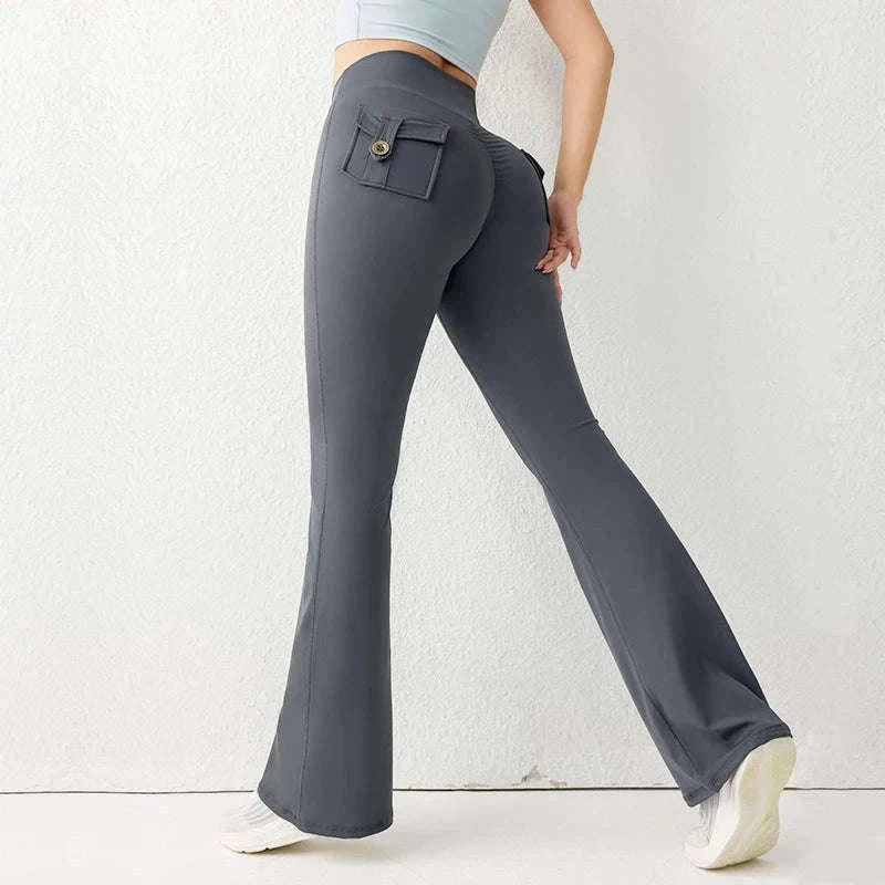 High Waist Flared Butt Lifting Yoga Leggings for Women-Cocoa color / L