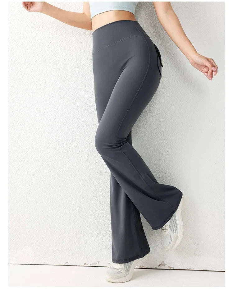 High Waist Flared Butt Lifting Yoga Leggings for Women-Cocoa color / L