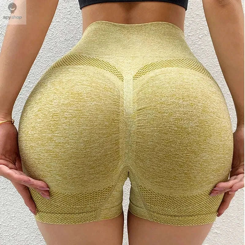 High Waist Gym & Yoga Shorts – Quick-Dry Push-Up Support-red / S-M(40-65KG)