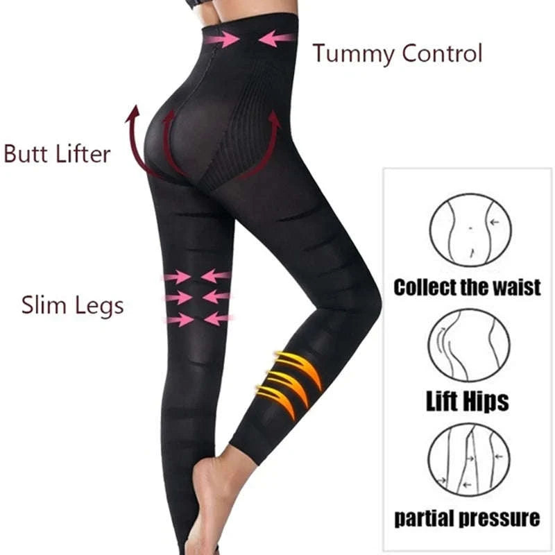 High Waist Sculpting Tummy Control Leggings-black / 2XL-3XL / CHINA