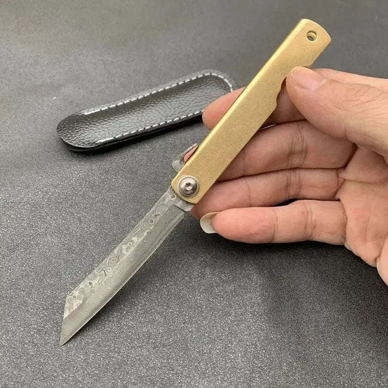 Higonokami Japanese Mini Pocket Folding Knife VG10 Damascus Steel-5Cr13Mov Blade