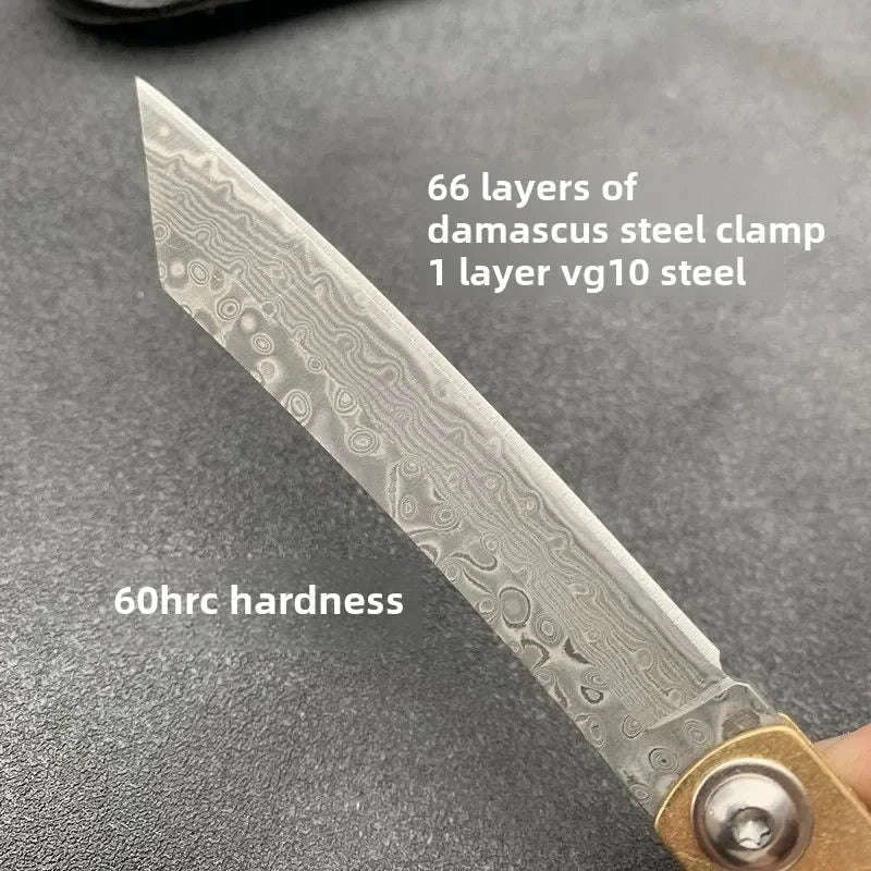 Higonokami Japanese Mini Pocket Folding Knife VG10 Damascus Steel-5Cr13Mov Blade