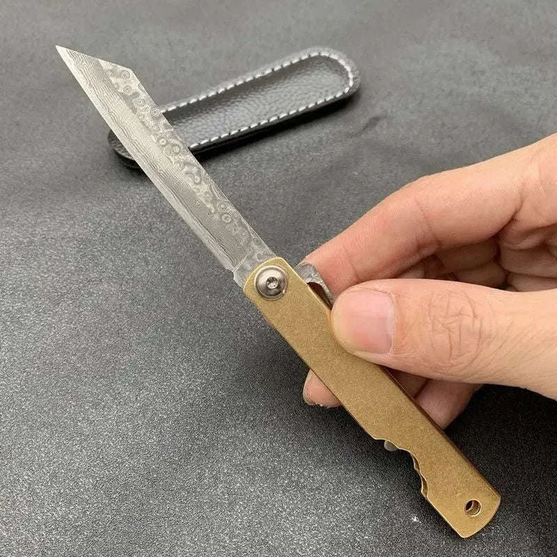 Higonokami Japanese Mini Pocket Folding Knife VG10 Damascus Steel-5Cr13Mov Blade