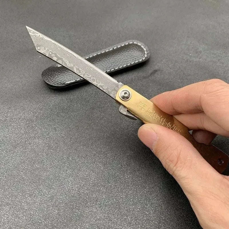 Higonokami Japanese Mini Pocket Folding Knife VG10 Damascus Steel-5Cr13Mov Blade