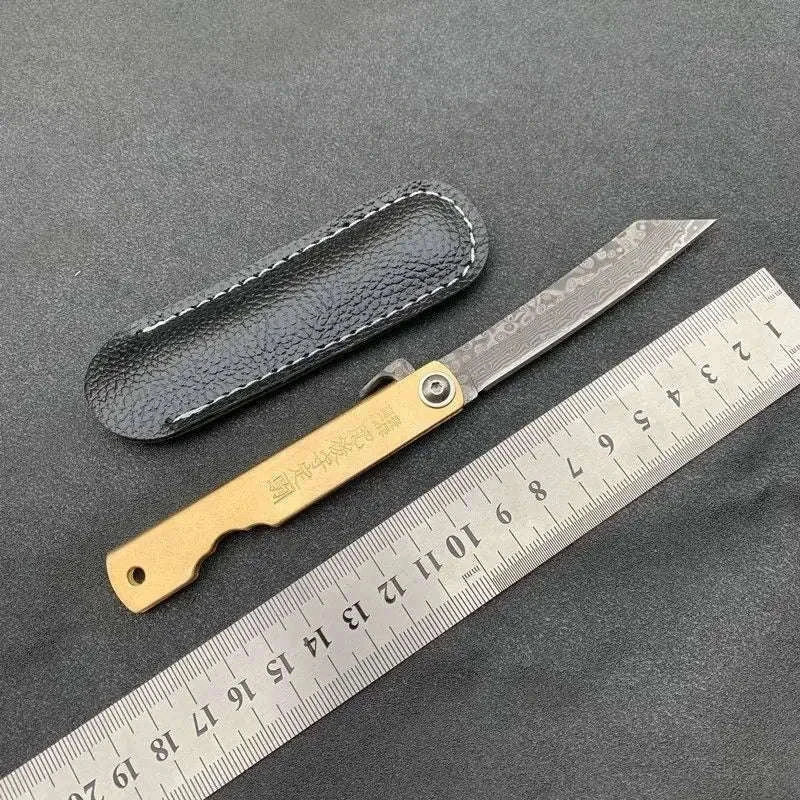 Higonokami Japanese Mini Pocket Folding Knife VG10 Damascus Steel-5Cr13Mov Blade