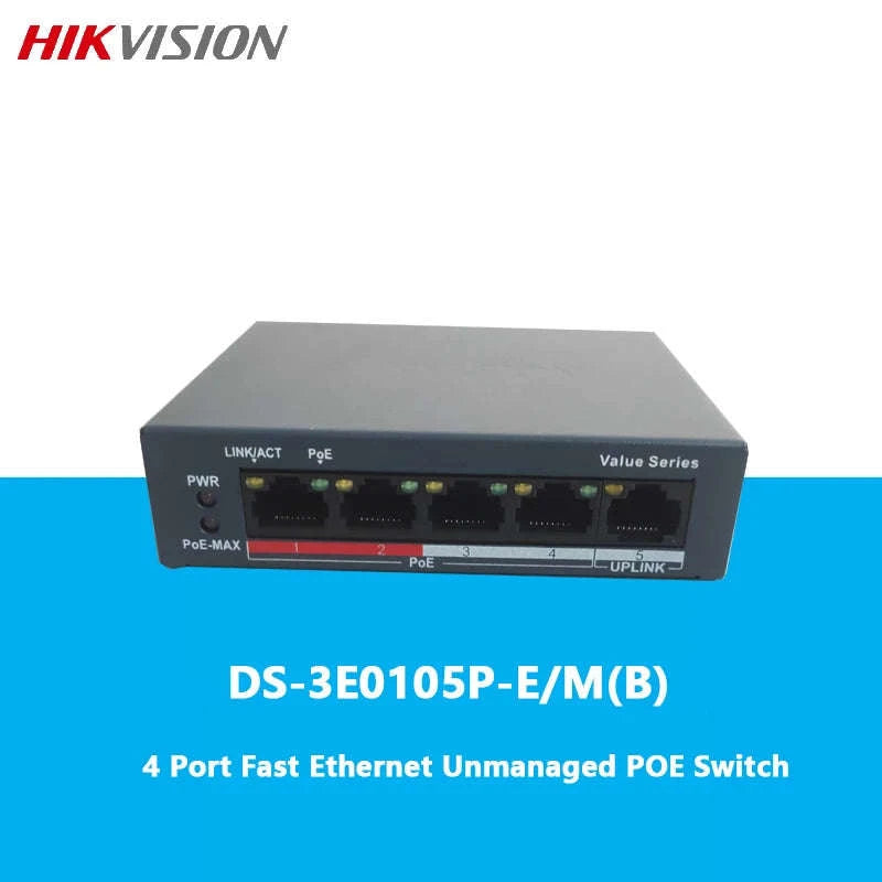 HIKVISION 4-Port Fast Ethernet PoE Switch DS-3E0105P-E/M-Default Title