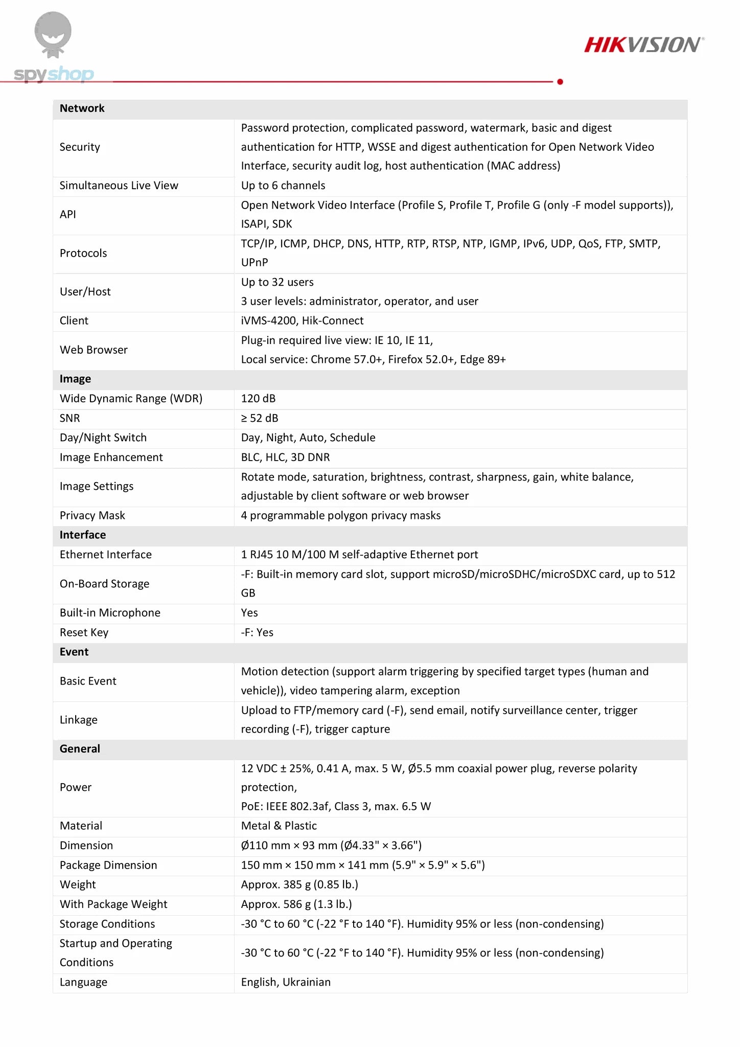 Hikvision 8MP IP Camera – 4K Turret, Color Night Vision, AI Detection-DS-2CD1383G2-LIUF / Australia / 2.8mm