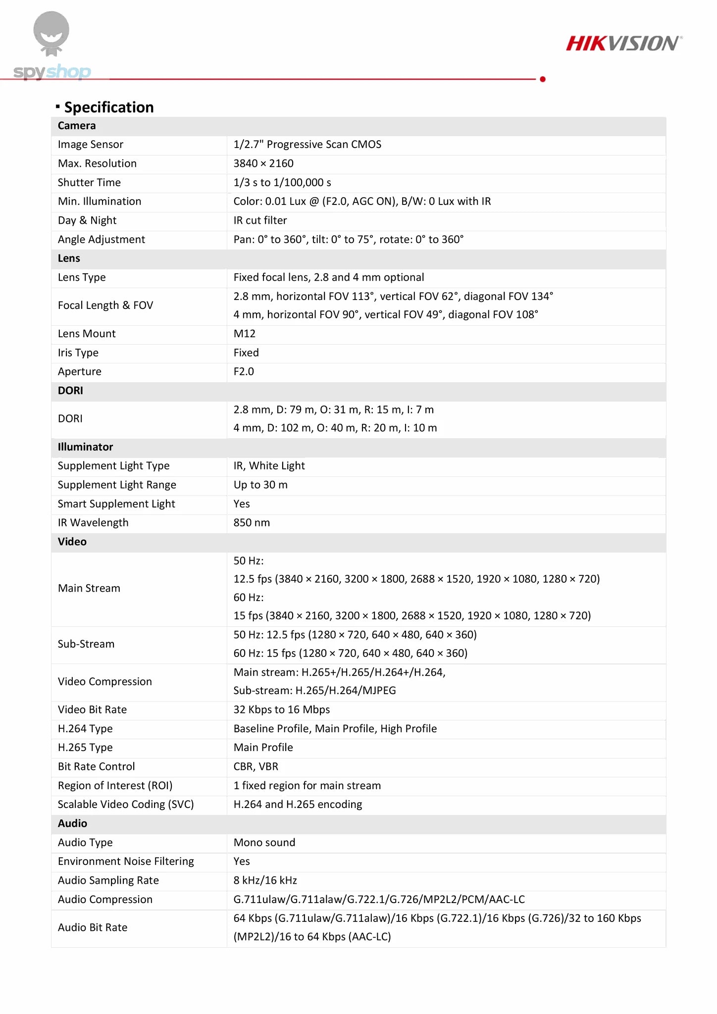 Hikvision 8MP IP Camera – 4K Turret, Color Night Vision, AI Detection-DS-2CD1383G2-LIUF / Australia / 2.8mm